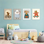 Dapper Storybook Animals 4 Pieces Kids Metal Wall Art.