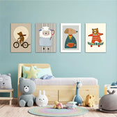 Dapper Storybook Animals 4 Pieces Kids Metal Wall Art.