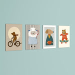 Dapper Storybook Animals 4 Pieces Kids Metal Wall Art.