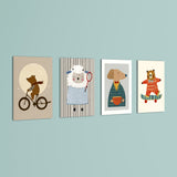 Dapper Storybook Animals 4 Pieces Kids Metal Wall Art.