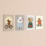 Dapper Storybook Animals 4 Pieces Kids Metal Wall Art.