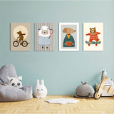 Dapper Storybook Animals 4 Pieces Kids Metal Wall Art.