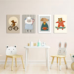 Dapper Storybook Animals 4 Pieces Kids Metal Wall Art.