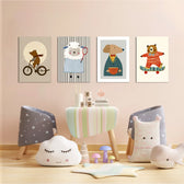 Dapper Storybook Animals 4 Pieces Kids Metal Wall Art.