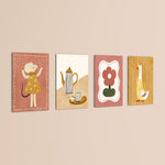 Boho Tea Party Animals 4 Pieces Kids Metal Wall Art.