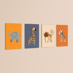 Safari Animals 4 Pieces Kids Metal Wall Art.