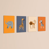 Safari Animals 4 Pieces Kids Metal Wall Art.