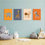 Safari Animals 4 Pieces Kids Metal Wall Art.