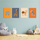 Safari Animals 4 Pieces Kids Metal Wall Art.