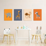 Safari Animals 4 Pieces Kids Metal Wall Art.