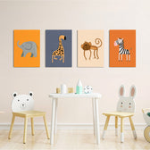 Safari Animals 4 Pieces Kids Metal Wall Art.