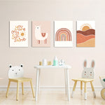 Boho Sunshine Llama 4 Pieces Kids Metal Wall Art.
