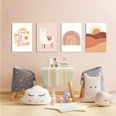 Boho Sunshine Llama 4 Pieces Kids Metal Wall Art.