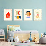 Be You Whimsical House 4 Pieces Kids Metal Wall Art.