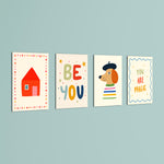 Be You Whimsical House 4 Pieces Kids Metal Wall Art.