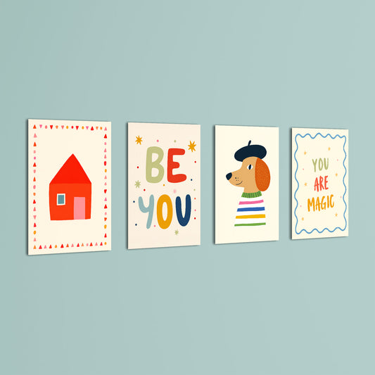 Be You Whimsical House 4 Pieces Kids Metal Wall Art.