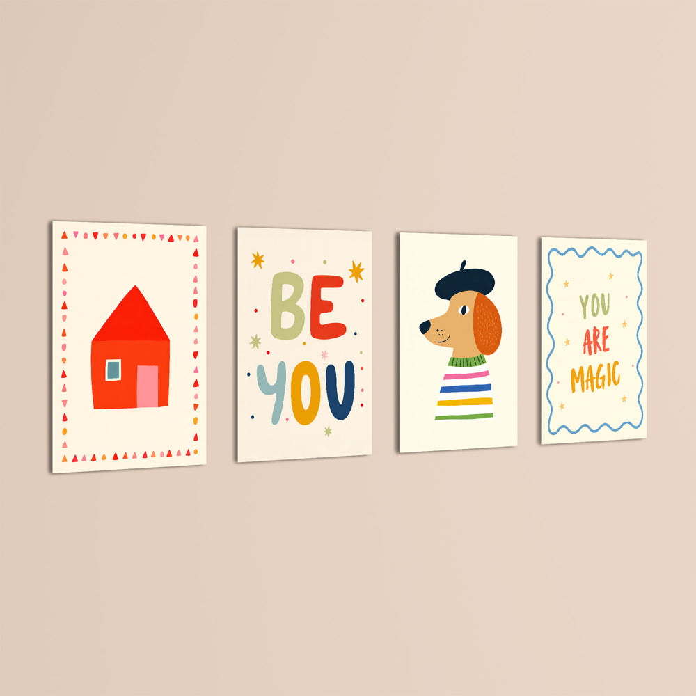Be You Whimsical House 4 Pieces Kids Metal Wall Art.