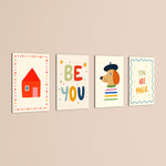 Be You Whimsical House 4 Pieces Kids Metal Wall Art.