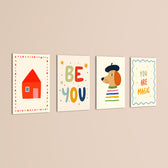 Be You Whimsical House 4 Pieces Kids Metal Wall Art.