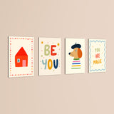 Be You Whimsical House 4 Pieces Kids Metal Wall Art.