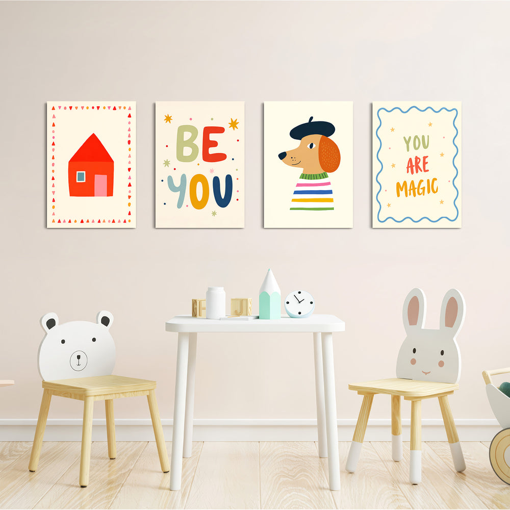 Be You Whimsical House 4 Pieces Kids Metal Wall Art.