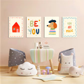 Be You Whimsical House 4 Pieces Kids Metal Wall Art.