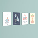 Believe In Magic Dreamy Nursery 4 Pieces Kids Metal Wall Art.
