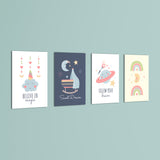 Believe In Magic Dreamy Nursery 4 Pieces Kids Metal Wall Art.