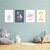 Believe In Magic Dreamy Nursery 4 Pieces Kids Metal Wall Art.