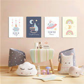 Believe In Magic Dreamy Nursery 4 Pieces Kids Metal Wall Art.