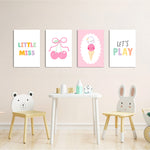 Little Miss Cherry Sweet 4 Pieces Kids Metal Wall Art.