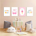 Little Miss Cherry Sweet 4 Pieces Kids Metal Wall Art.