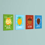 Four Seasons Fruits 4 Pieces Kids Metal Wall Art.