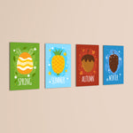 Four Seasons Fruits 4 Pieces Kids Metal Wall Art.