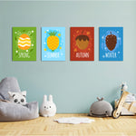 Four Seasons Fruits 4 Pieces Kids Metal Wall Art.