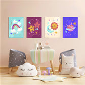 Rainbow Moon and Stars 4 Pieces Kids Metal Wall Art.