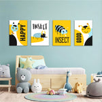 Happy Insects 4 Pieces Kids Metal Wall Art.