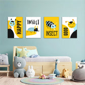 Happy Insects 4 Pieces Kids Metal Wall Art.