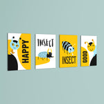 Happy Insects 4 Pieces Kids Metal Wall Art.
