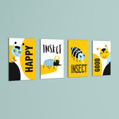 Happy Insects 4 Pieces Kids Metal Wall Art.
