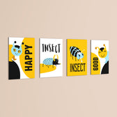 Happy Insects 4 Pieces Kids Metal Wall Art.
