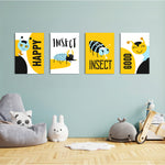 Happy Insects 4 Pieces Kids Metal Wall Art.