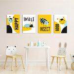 Happy Insects 4 Pieces Kids Metal Wall Art.