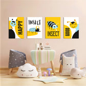 Happy Insects 4 Pieces Kids Metal Wall Art.