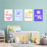 Sweet Boy Pastel Quotes 4 Pieces Kids Metal Wall Art.