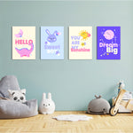 Sweet Boy Pastel Quotes 4 Pieces Kids Metal Wall Art.