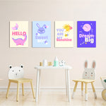 Sweet Boy Pastel Quotes 4 Pieces Kids Metal Wall Art.