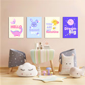Sweet Boy Pastel Quotes 4 Pieces Kids Metal Wall Art.