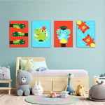 Cute Animal Puppets 4 Pieces Kids Metal Wall Art.