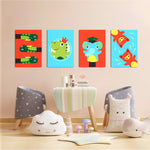Cute Animal Puppets 4 Pieces Kids Metal Wall Art.